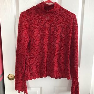 Red Lace Turtleneck